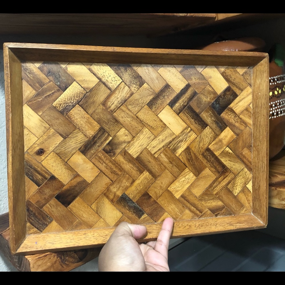Boho MCM Herringbone Monkey pod Tray